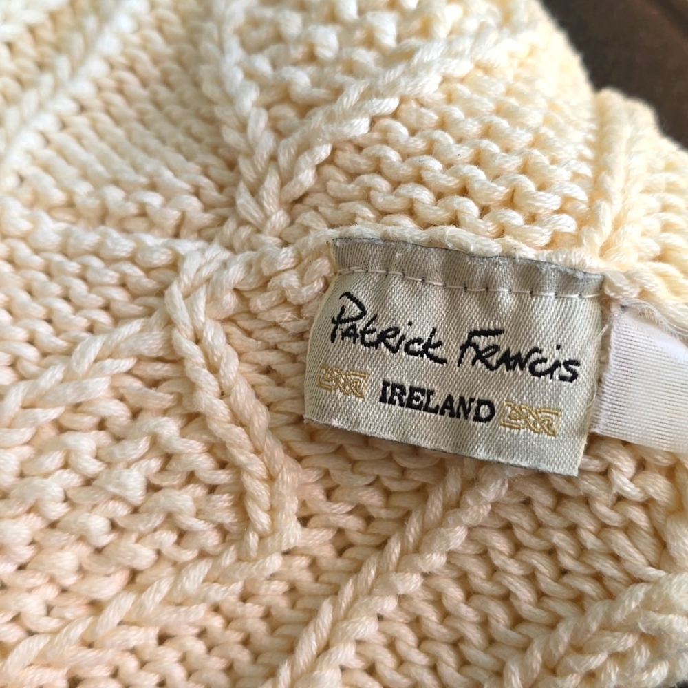 Patrick Francis Ireland- Knit Cowl Neck Infinity Loop Scarf Cotton Blend Creme